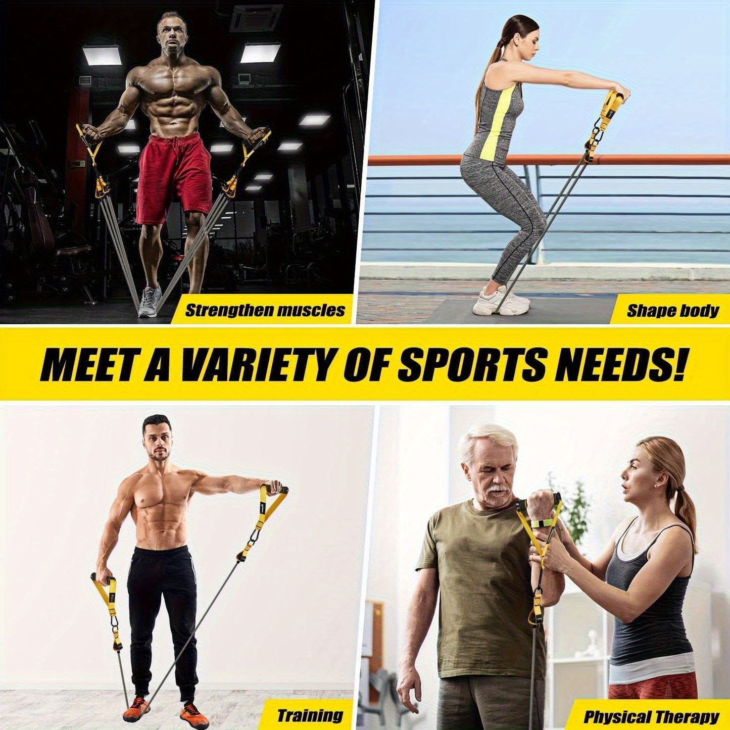 300lb Resistance Band Set – 6 Levels 25-75lb, Handles, Door Anchor & Ankle Straps – Heavy Duty Home Gym Kit for Full Body Strength Training, Muscle Building & Toning