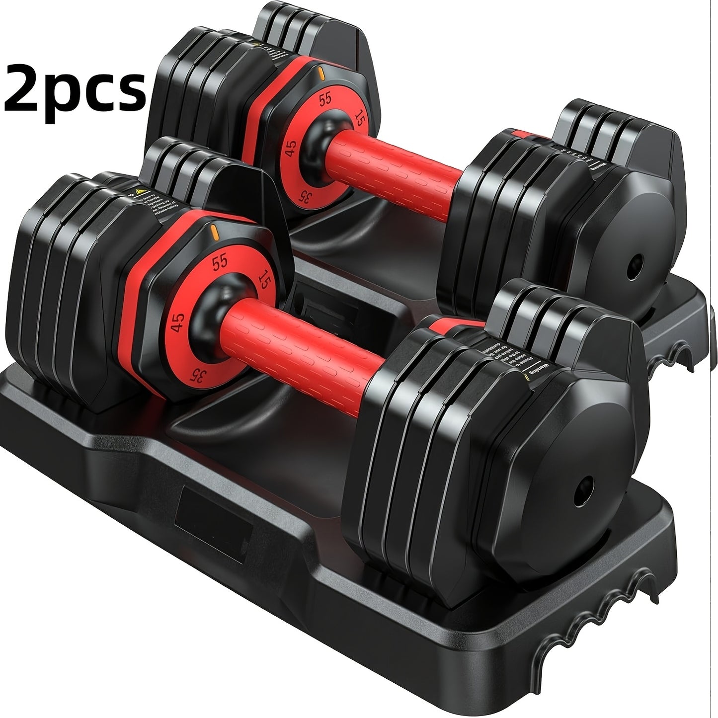 Adjustable Dumbbell Set of 2 – 5-in-1 Quick-Adjust Weight Set 25LB or 55LB Per Pair, Anti-Slip Handle, Dumbbell Barbell Kettlebell Push-Up Home Gym Workout Equipment for Men & Women
