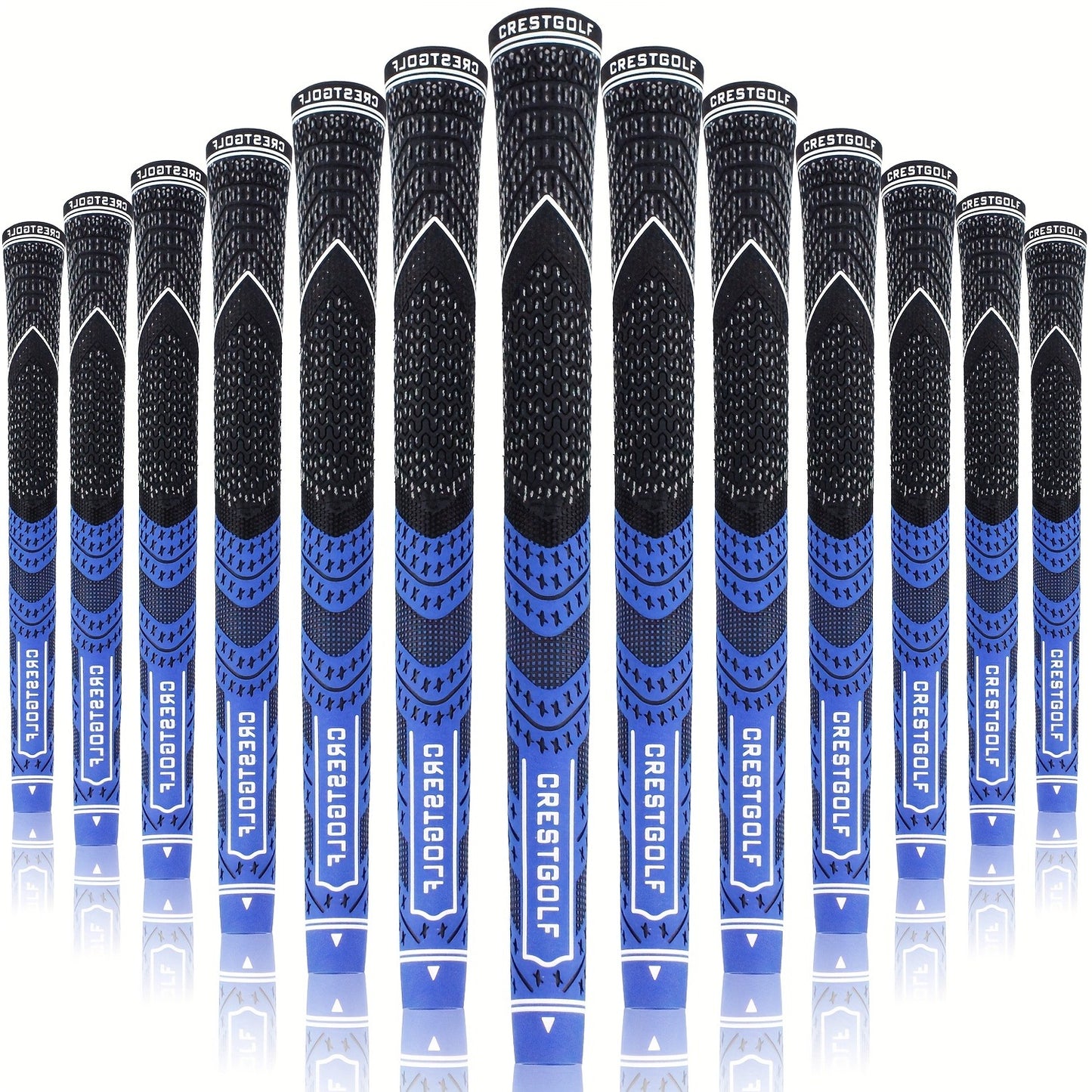 Midsize Golf Grips Set 13 Pack – All Weather Hybrid Rubber Golf Club Grips with Ecological Yarn Thread Technology, Multiple Colors, Fits Full Set of Clubs (Black, White, Red, Orange, Yellow, Blue, Gray)