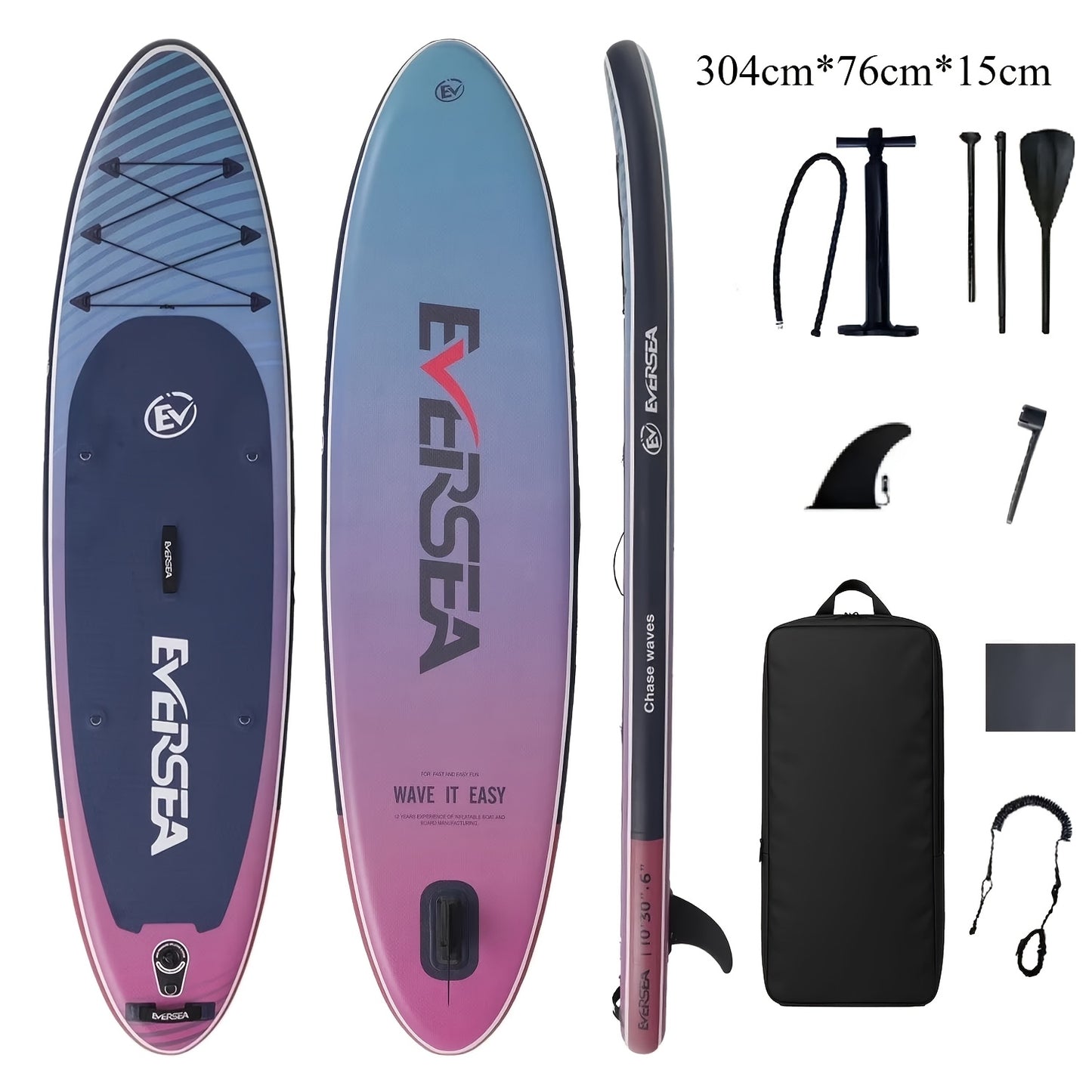 Wide Stable SUP Board Complete Kit – Inflatable Stand Up Paddle Board with Non-Slip Deck, Paddle, Dual Action Pump, Carry Bag & Ankle Leash for Adults Youth