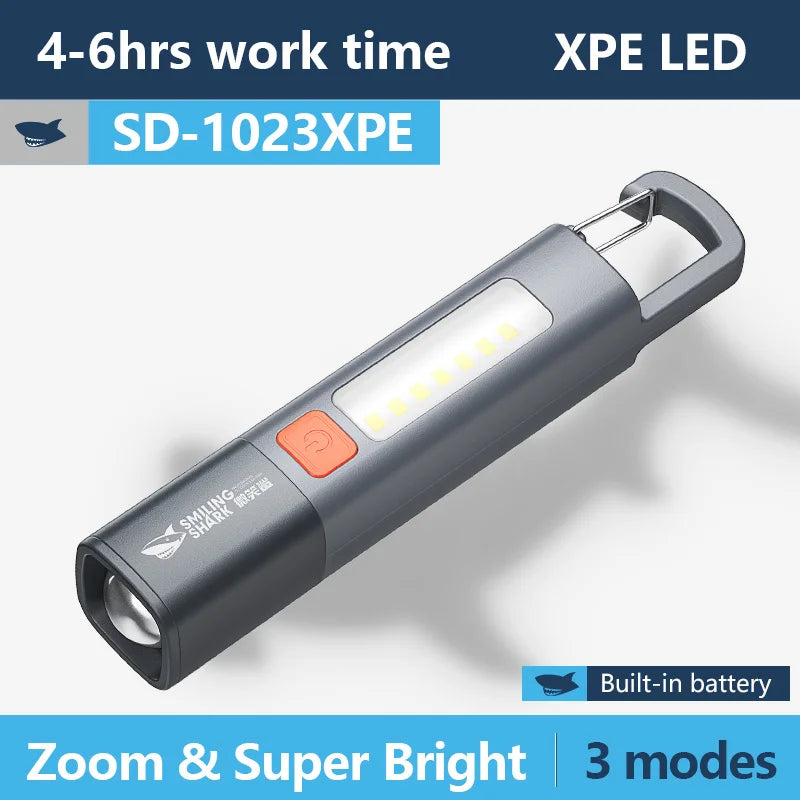 Rechargeable LED Flashlight with Hook – 3 Modes, USB-C