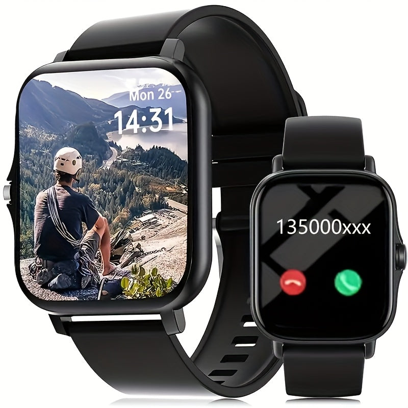 Bluetooth Calling Smartwatch with 1.83" Full Touch Screen, Multiple Sport Modes, Music Control & Sedentary Reminder – Fitness Tracker Watch Compatible with Android & iPhone for Men and Women, Dual Strap