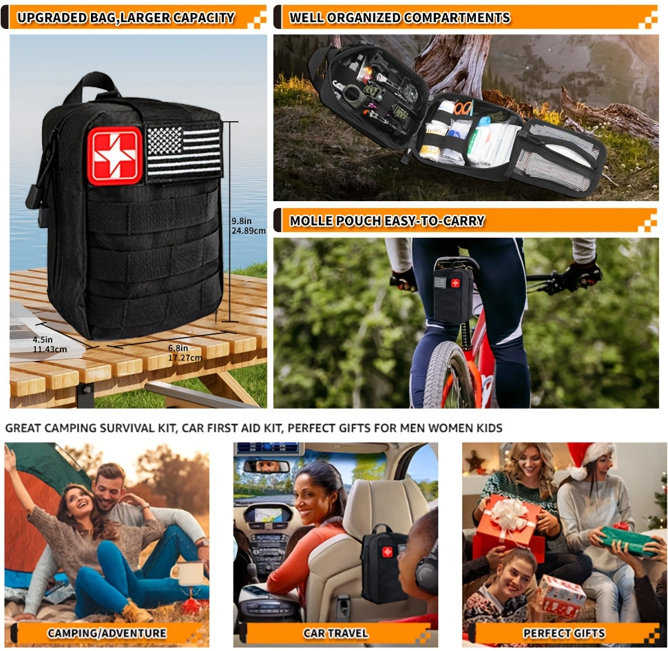 Outdoor Survival Tool Kit 180/252pcs Multifunctional Camping Gear Set for Men Hiking Backpacking Emergency Preparedness Adventure Equipment