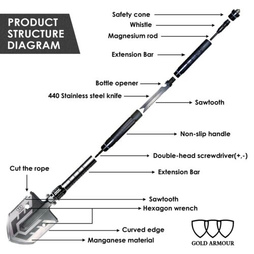 19-in-1 Military Folding Shovel Tactical Survival Camping Tool