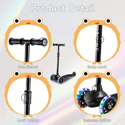 Kids 3-Wheel Scooter 2-Pack Light-Up Wheels Adjustable Height Lean to Steer, Wide Deck