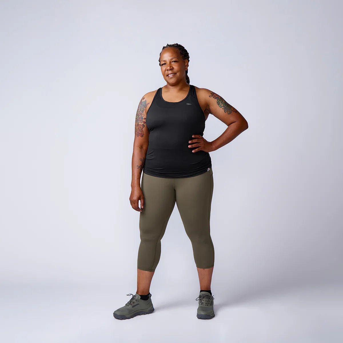 Women's Cropped Training Leggings Ranger Green / 2 / Pockets option