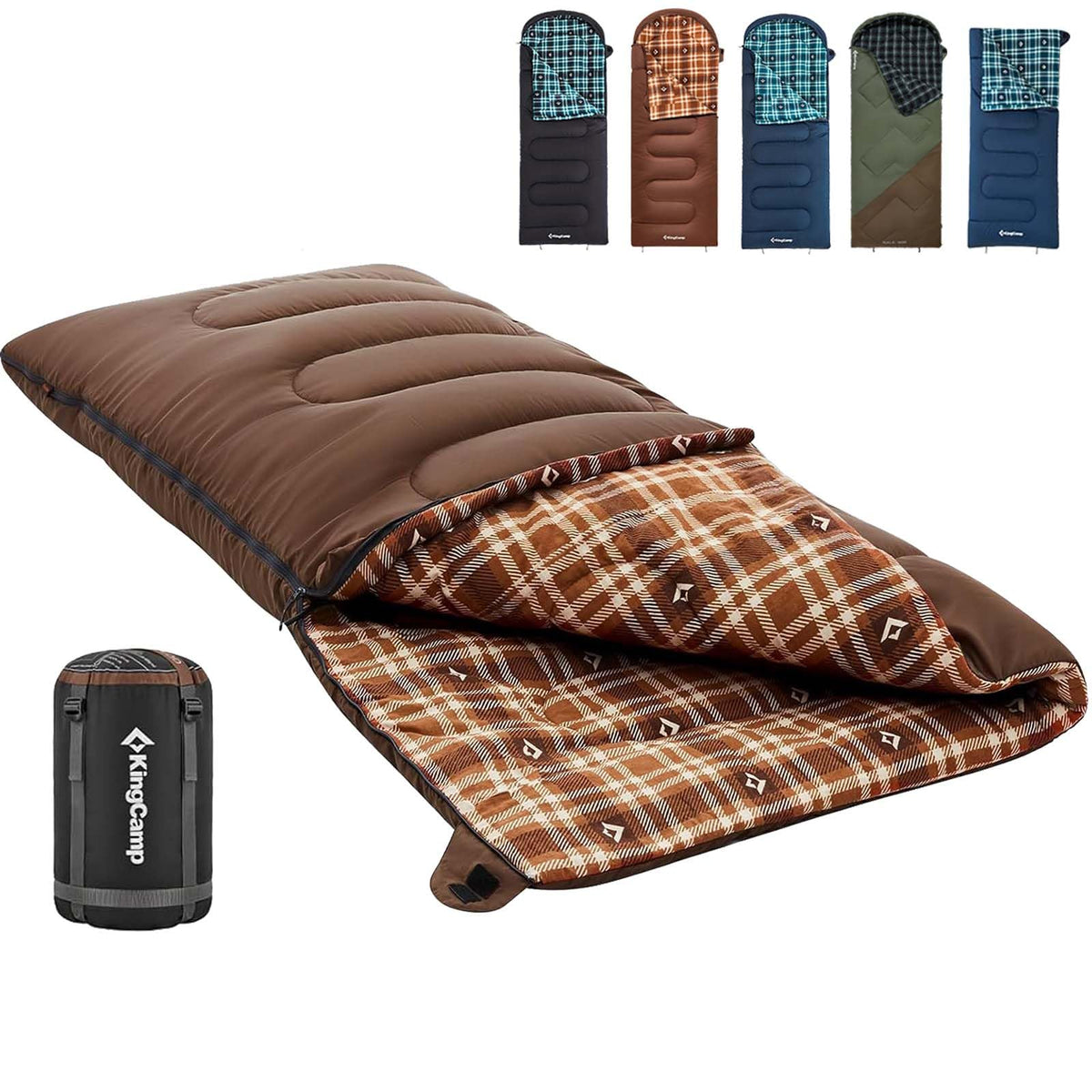 Wide Flannel Camping Sleeping Bag Coffee / Left option