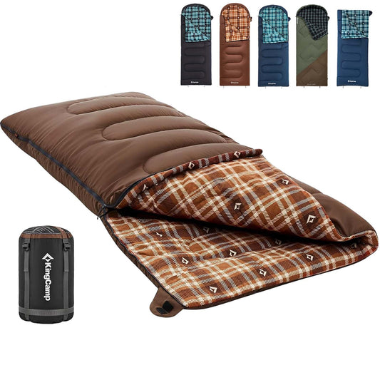 Wide Flannel Camping Sleeping Bag Coffee / Left option