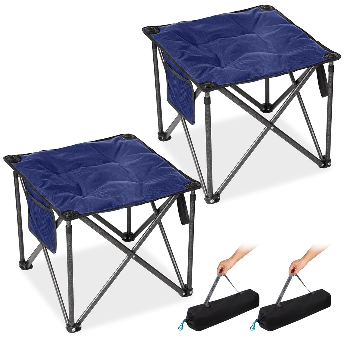 Padded Folding Camping Stool Blue / 2-PACK option