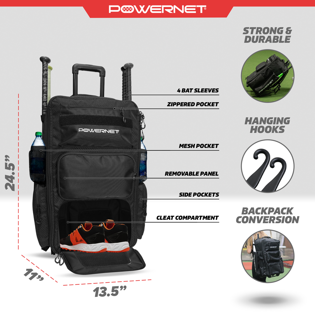 Rolling Baseball Softball Bag source view 3