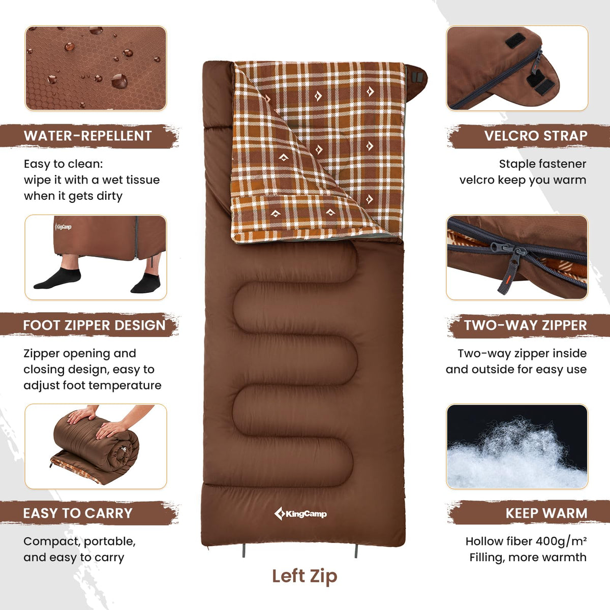Wide Flannel Camping Sleeping Bag source view 3