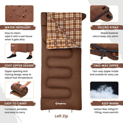 Wide Flannel Camping Sleeping Bag source view 3