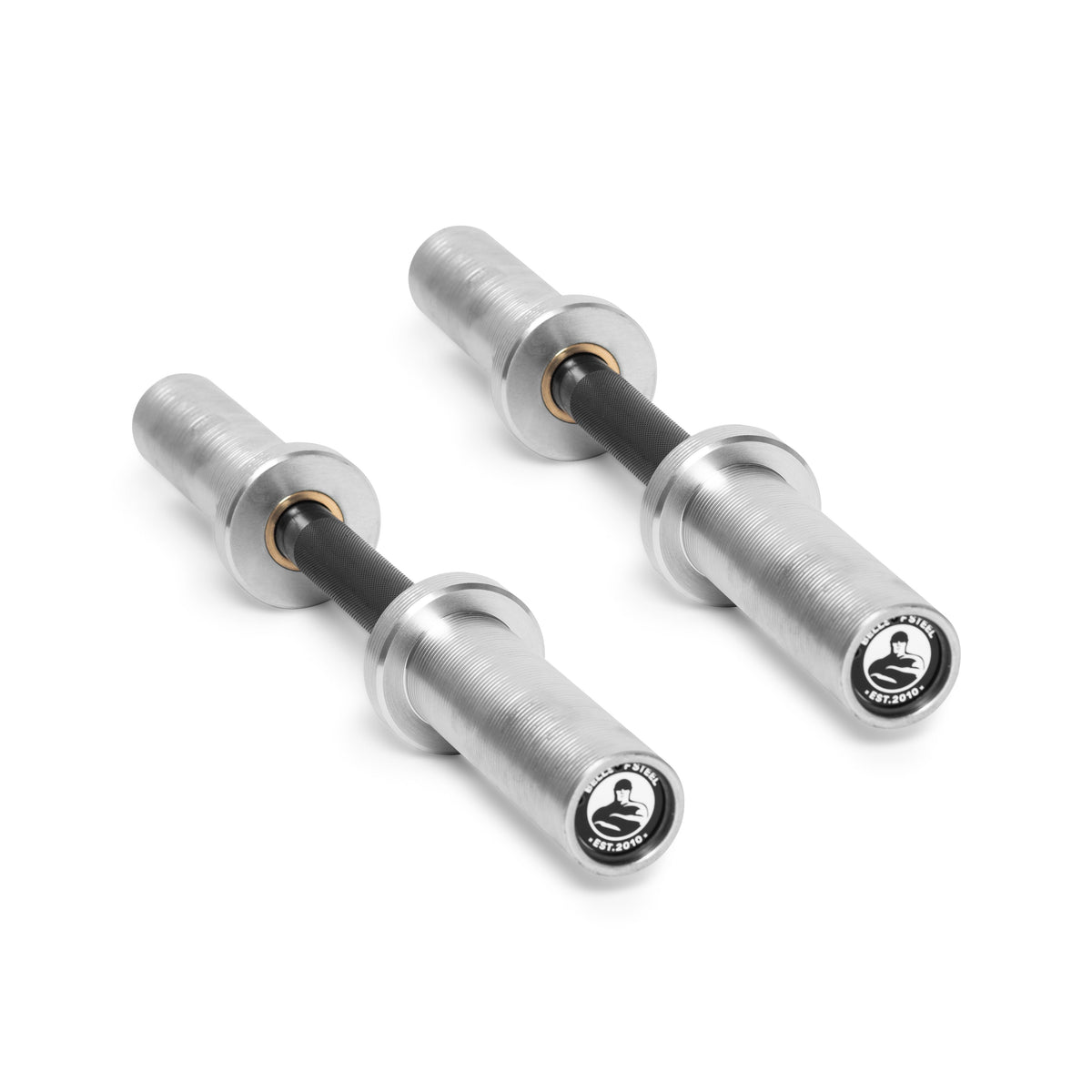 Loadable Dumbbell Handle Black Zinc Shaft + Bright Zinc. Sleeves / Pair option