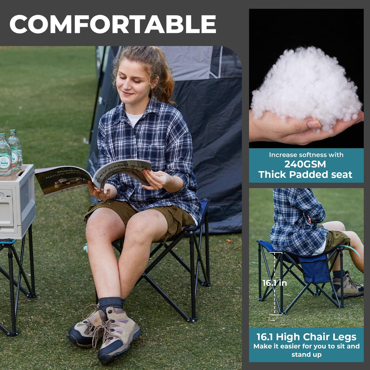 Padded Folding Camping Stool source view 5