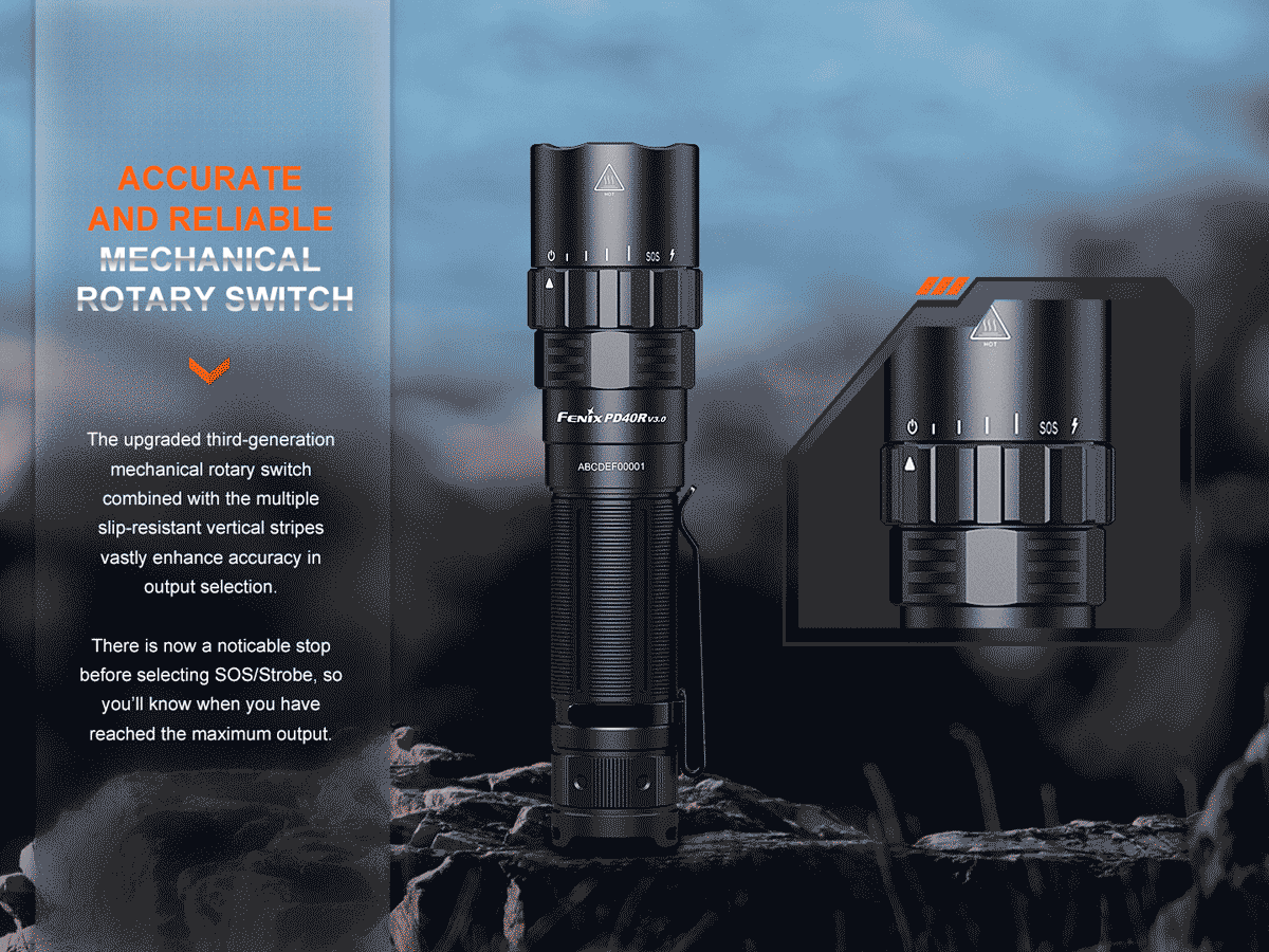 Rechargeable Rotary-Switch Flashlight source view 6