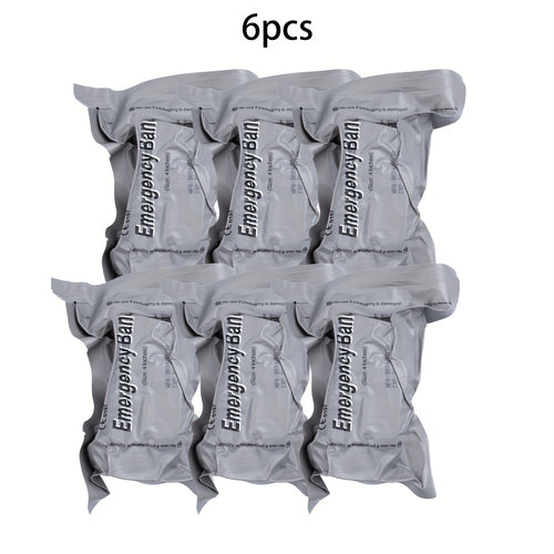 Hemostatic Bandages 6-Pack – 4-Inch Vacuum-Sealed Emergency Pressure Bandages for Wound Care, Bleeding Control, Outdoor First Aid, Hiking, Camping & Survival Preparedness