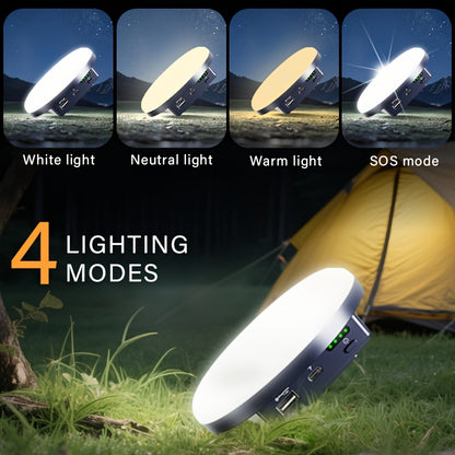 Portable Camping Lantern Rechargeable – USB LED Camp Light with 18650 Battery, 3 Color Options, Dimmable Tent Light for Power Outages, Fishing, Hiking, Beach & Emergency Survival Gear