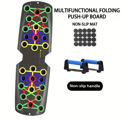 Push Up Board Multifunctional Color-Coded Chest Workout System, Adjustable Home Gym Equipment for Chest, Shoulders, Triceps & Back Strength Training, Lightweight Durable Frame with Resistance Bands & Pull Ropes