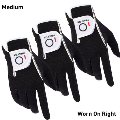 Wet Weather Golf Gloves Rain Grip 3-Pack for Men | Breathable Water-Resistant Golf Gloves for Left & Right Hand – Durable Comfortable Fit in Hot & Wet Conditions (Black, Gray, White | S–3XL)