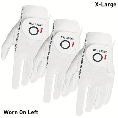 Wet Weather Golf Gloves Rain Grip 3-Pack for Men | Breathable Water-Resistant Golf Gloves for Left & Right Hand – Durable Comfortable Fit in Hot & Wet Conditions (Black, Gray, White | S–3XL)