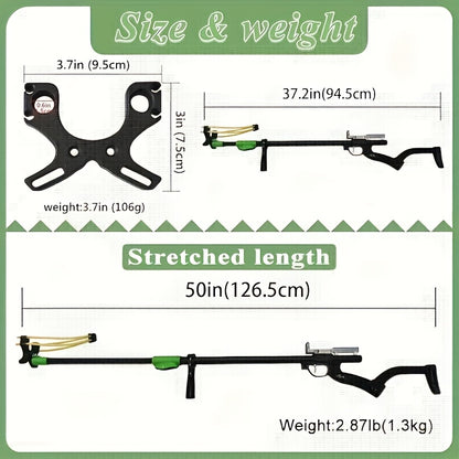 Telescopic Tactical Slingshot – Heavy-Duty Metal Long Pole Hunting Slingshot with Shoulder Stock for Adults | Adjustable Length for Hunting Fishing Outdoor