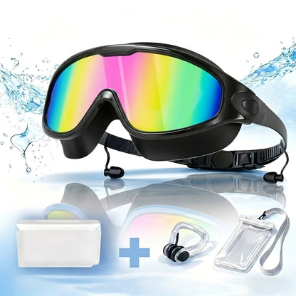 Anti-Fog Swimming Goggles Set – UV Protection, Earplugs & Nose Clip