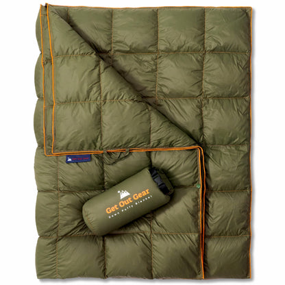 Packable Down Camping Blanket Olive option