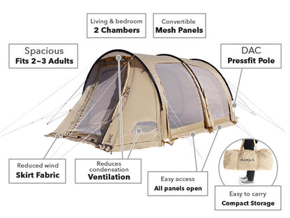 Multi-Room Tunnel Camping Tent source view 9
