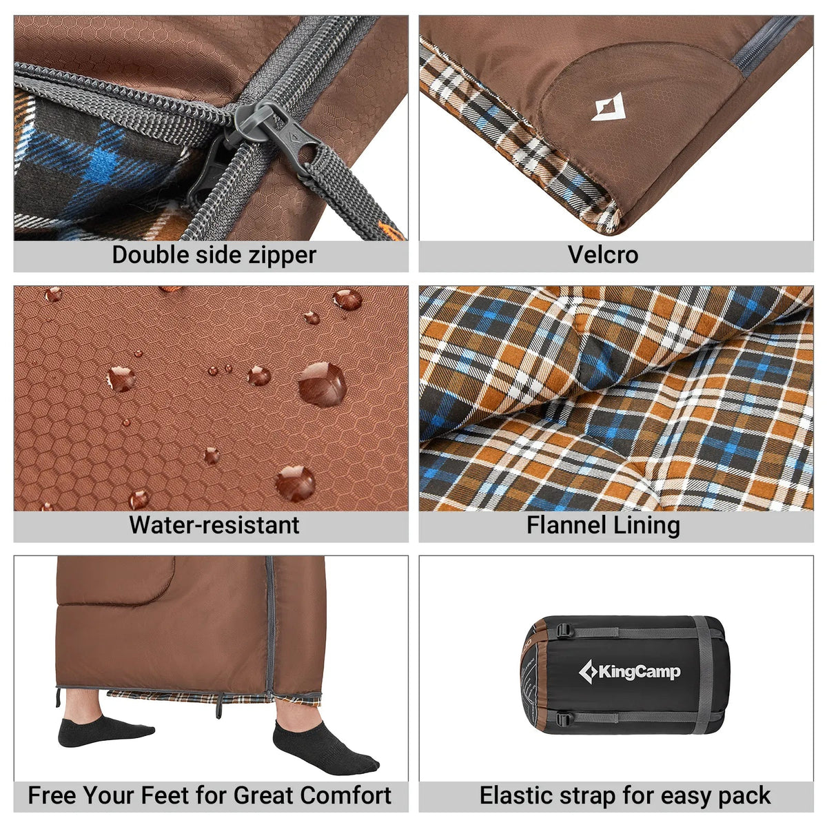 Wide Flannel Camping Sleeping Bag source view 9