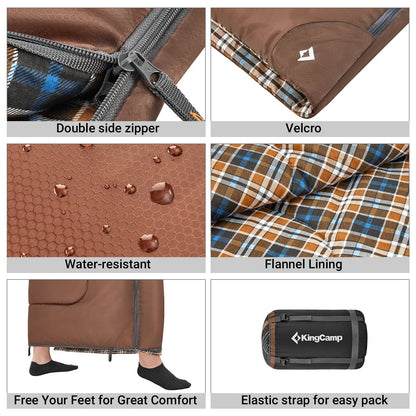 Wide Flannel Camping Sleeping Bag source view 9
