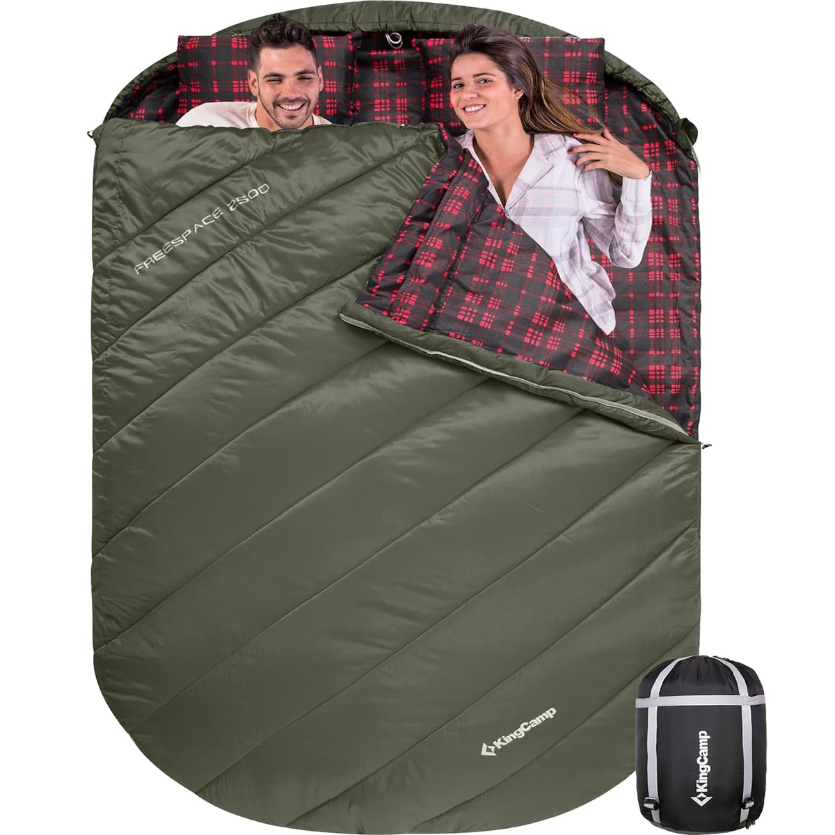 Double Flannel Sleeping Bag Olive option
