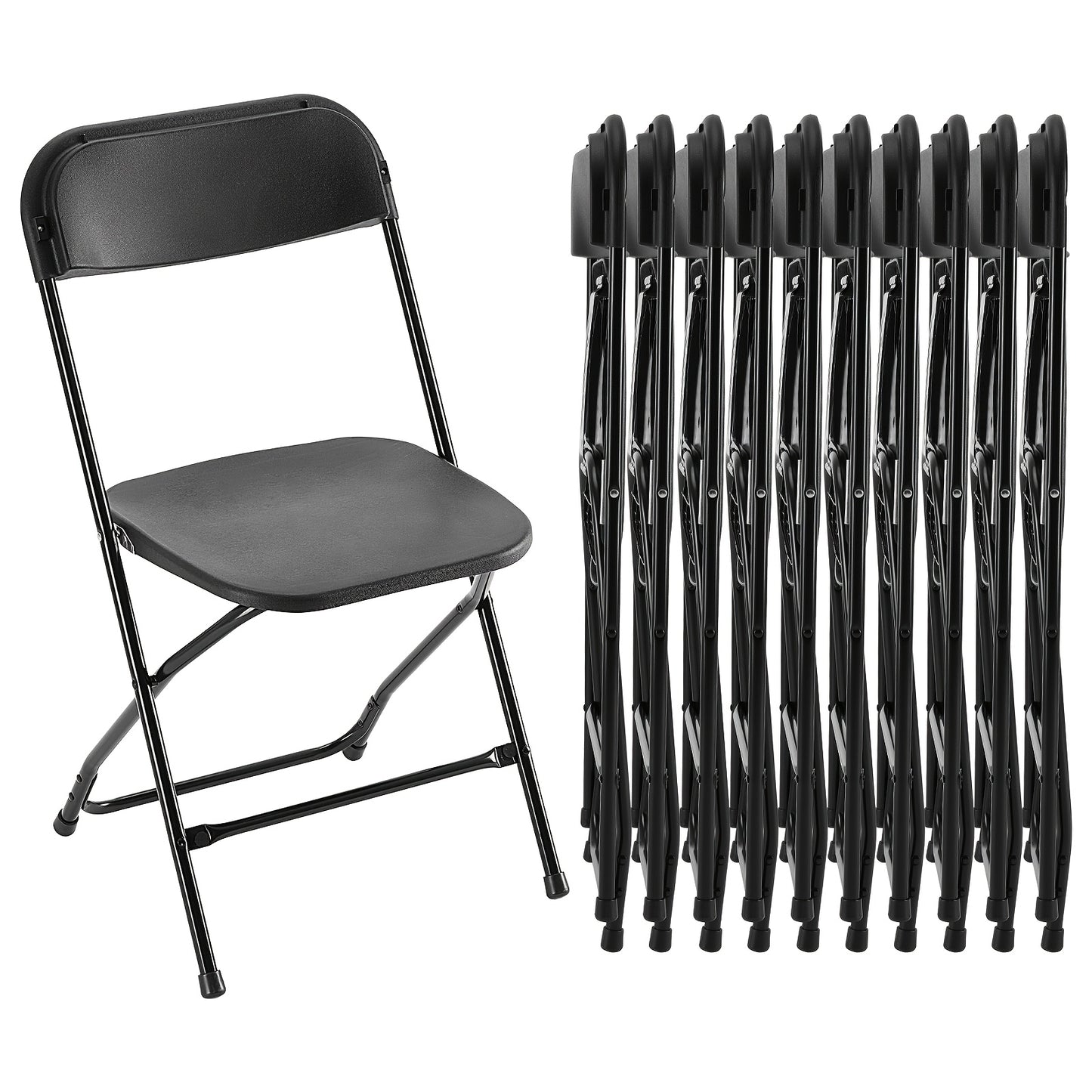 Commercial Folding Chairs Stackable – 350lb Heavy Duty Steel Frame, Weather Resistant Plastic, Indoor & Outdoor Event Seating – White or Black, 4 to 20 Pack for Weddings & Parties