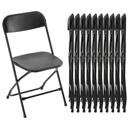 Commercial Folding Chairs Stackable – 350lb Heavy Duty Steel Frame, Weather Resistant Plastic, Indoor & Outdoor Event Seating – White or Black, 4 to 20 Pack for Weddings & Parties