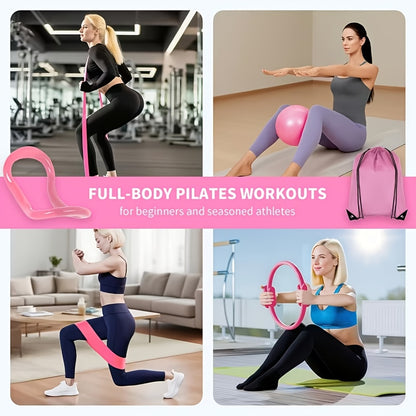 Pilates Circle Set 13-Piece – Yoga Rings, Balls, 5 Resistance Bands, Stretching Bands, Fitness Backpack, Yoga Socks & More – Complete Home Fitness Gift Set for Women & Family