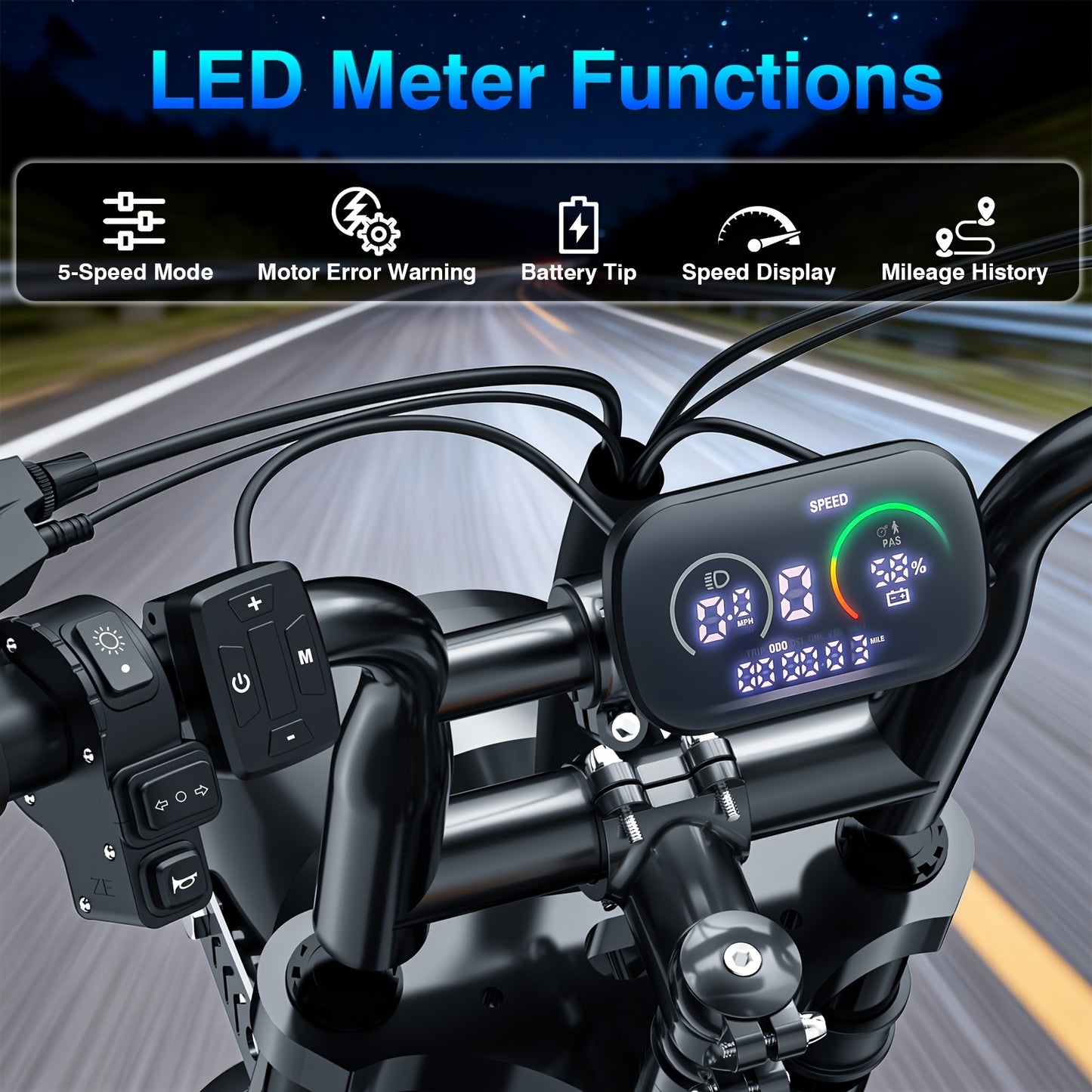 Electric Mountain Bike 749W Motor 48V 13AH Battery Full Suspension Fat Tire Off-Road E-Bike 27.9MPH Max Speed 5-Speed LED Display Adult Electric Bicycle All Terrain
