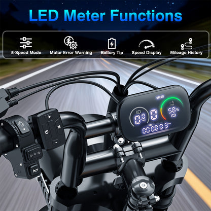 Electric Mountain Bike 749W Motor 48V 13AH Battery Full Suspension Fat Tire Off-Road E-Bike 27.9MPH Max Speed 5-Speed LED Display Adult Electric Bicycle All Terrain