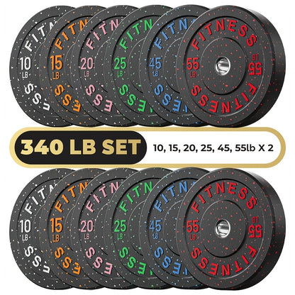 Bumper Plates Colored Rubber Weight Plates – 2-Inch Olympic Barbell Plates for Weightlifting & Strength Training, High Bounce Floor Protection, Low Odor, Non-Slip Surface, Home Gym & Commercial Gym