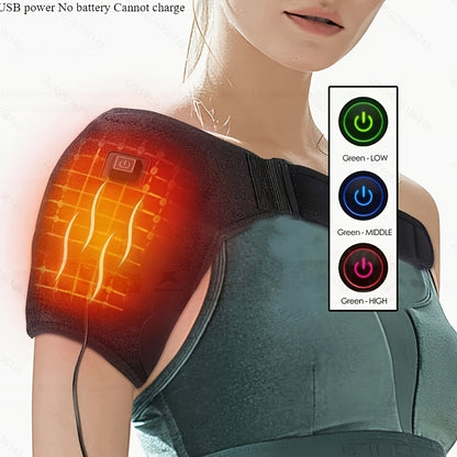 Heated Shoulder Massager with 3 Vibration Modes – USB Rechargeable, Wireless, Heat Therapy Neck Shoulder Wrap, Gift for Men Women Seniors