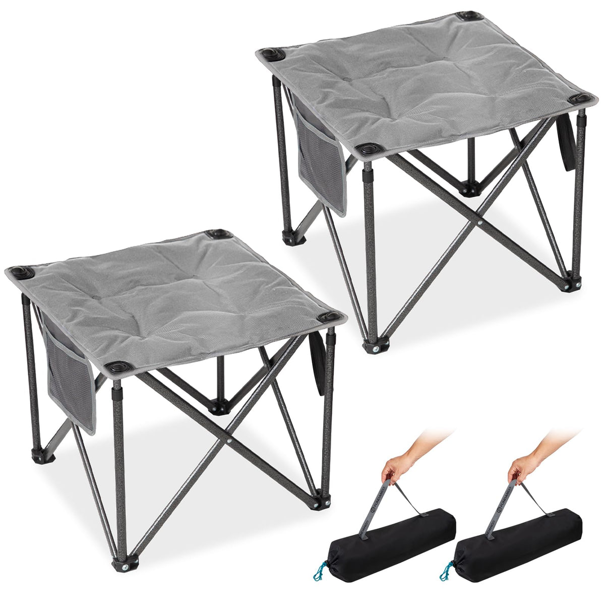 Padded Folding Camping Stool Grey / 2-PACK option