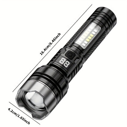 Rechargeable LED Flashlight 2000 Lumens – 2 Pack, 5 Modes, COB Side Light, 200M Beam Range, USB-C Charging, Durable ABS Torch for Camping Emergency Outdoor Use