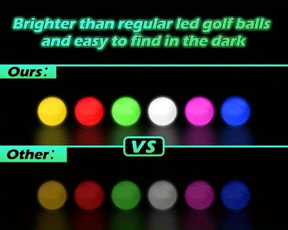 LED Golf Balls Glow in the Dark – 6 Pack Multi-Color Light Up Golf Balls for Night Play, Impact Activated, 40Hr Battery, Fun Gift for Men Women Beginners