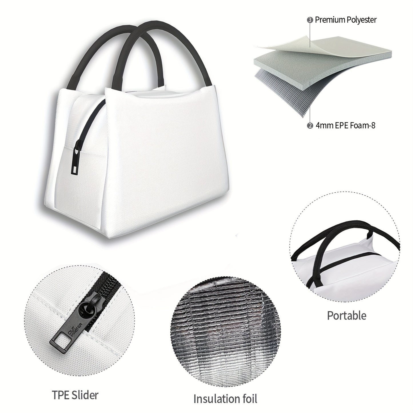Retro Insulated Lunch Cooler Bag 11"x6.3"x6.7" Portable Reusable Independence Day Themed Leakproof Lunch Box for Camping Picnic Beach Office Worksite Restaurant Home Use Men Women