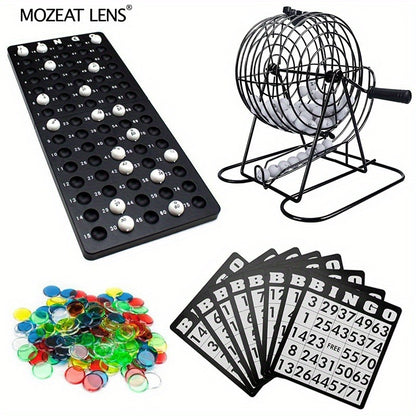 Bingo Game Set Metal Cage Lottery Machine Vintage Desktop Bingo Caller Kit for Family Game Night Party Adults Kids Birthday Holiday Gathering