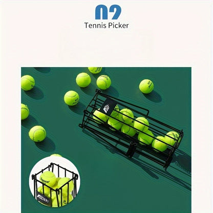 Tennis Ball Picker Up Tube - Stainless Steel Quick-Release Portable Ball Retriever for Tennis Pickleball Training, No-Bend Ball Collector Hopper for Court Home Backyard Practice, Holds 18-20 Balls