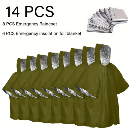 Emergency Rain Poncho 4 Pack & 14 Pack – Retains 90% Body Heat, Reusable Waterproof Raincoat for Men Women Adults, Camping Hiking Survival Kit Gear