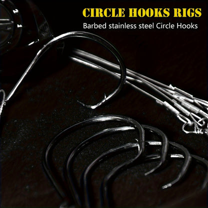 Circle Hooks 50pcs – Octopus Offset Steel Fishing Hooks for Catfish, Bass, Saltwater & Freshwater, Size 1/0 to 7/0