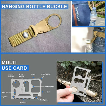 Outdoor Survival Kit 12-115 Piece – Emergency Gear Set for Camping, Hiking & Survival, Multi-Tool Equipment for Men, Dad, Husband – Unique Outdoor Gift Idea