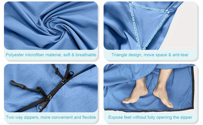 Sleeping Bag Liner for Adults – Two-Way Zipper Sleep Sack with Foot Exposure, Lightweight Portable Travel Sheet for Camping, Hiking, Hotel & Hostel Use, Single Size, Machine Washable