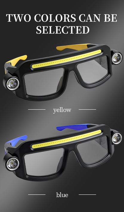 LED Headlamp Glasses 2-Pack, Head-Worn Flashlight with Flashing Mode for Night Running, Cycling, Fishing, Camping, Hiking, Crafts & Work Lighting – Hands-Free Wearable Light