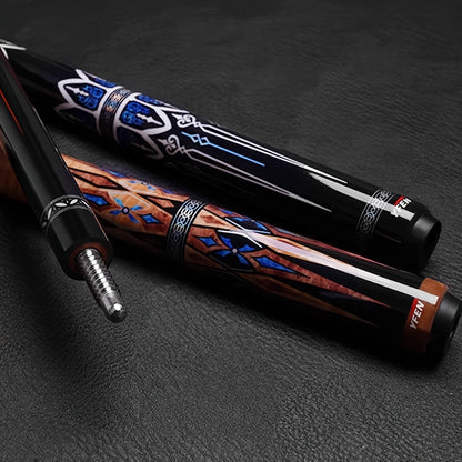 Carbon Fiber Pool Cue Stick 12.5mm Low Deflection Professional Billiard Cue with Extension Canadian Maple Wavy Pin Wrapless Design Dent-Resistant Shaft